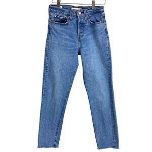 Levi's Premium Wedgie Fit Jeans Size 25 High Rise Light Wash Denim Raw Hem